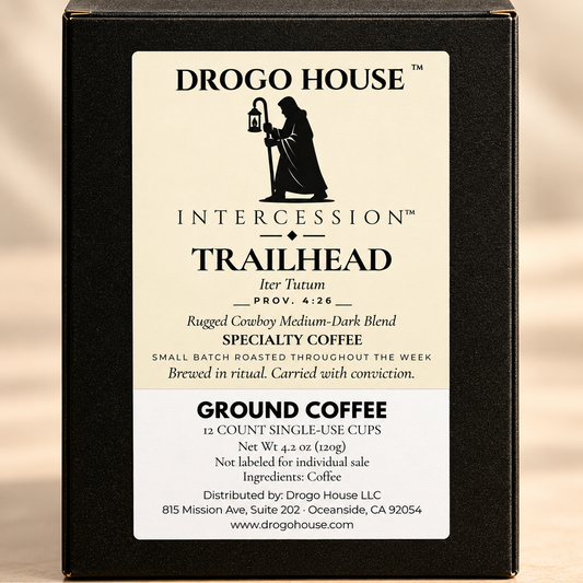 Trailhead single use specialty coffee — package label close-up