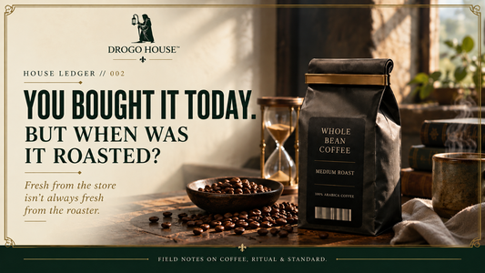 House Ledger 002 editorial artwork about coffee freshness and time since roasting