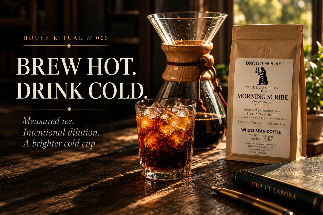 Morning Scribe specialty coffee with Chemex and flash-brewed iced coffee for House Ritual 003