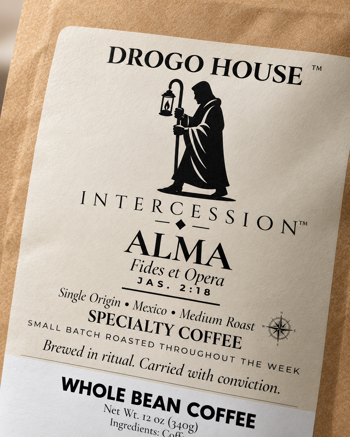 Drogo House ALMA Mexico single origin specialty coffee macro label detail