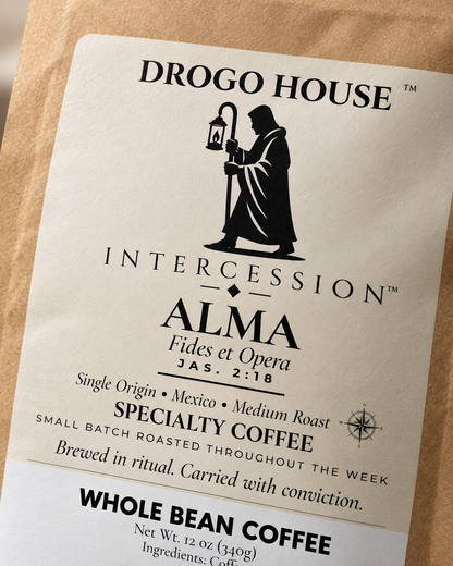 Drogo House ALMA Mexico single origin specialty coffee macro label detail
