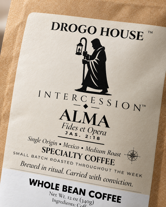 Drogo House ALMA Mexico single origin specialty coffee macro label detail