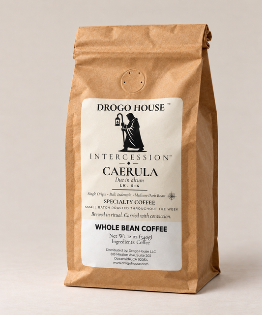 Drogo House CAERULA Bali single origin specialty coffee in a 12oz kraft bag