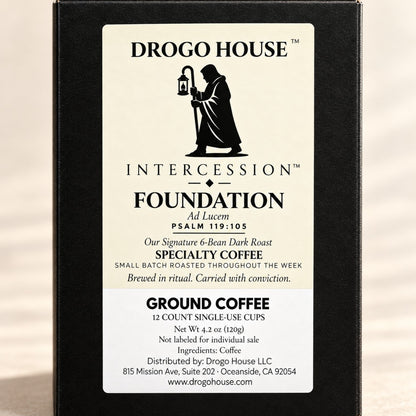 Foundation single use specialty coffee — package label close-up