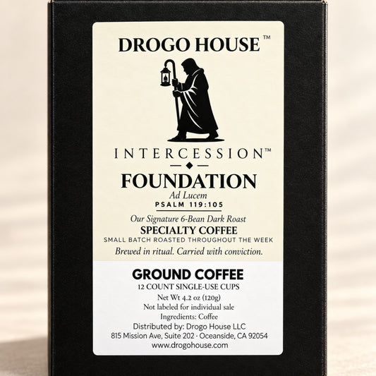 Foundation single use specialty coffee — package label close-up